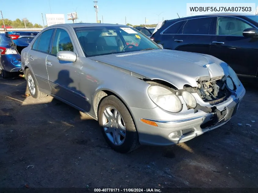 2006 Mercedes-Benz E 350 VIN: WDBUF56J76A807503 Lot: 40778171