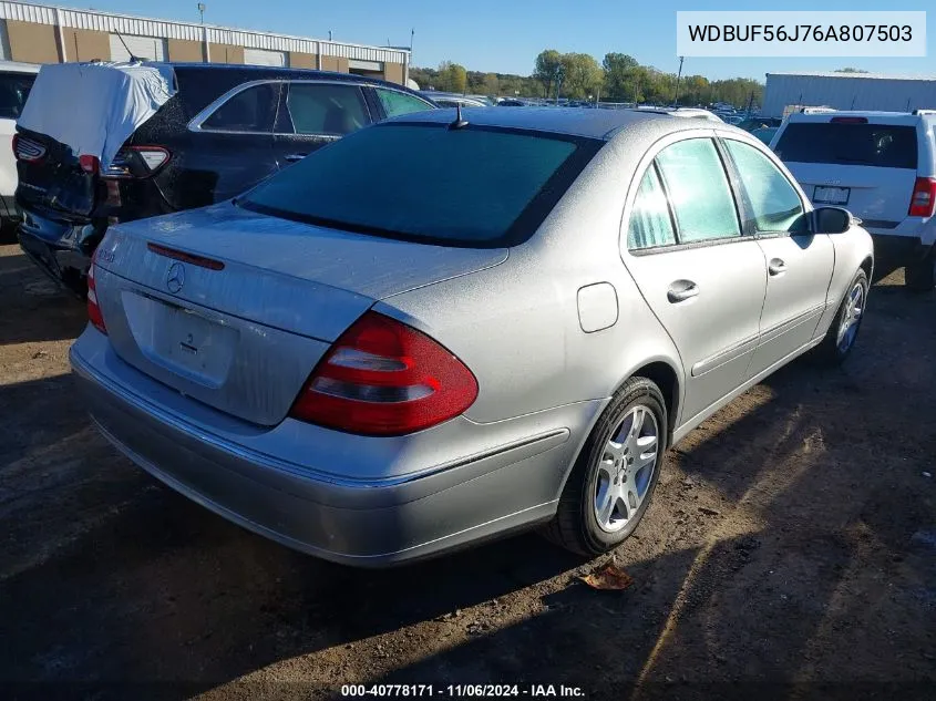 2006 Mercedes-Benz E 350 VIN: WDBUF56J76A807503 Lot: 40778171