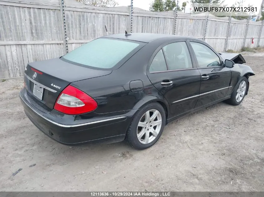 2007 Mercedes-Benz E-Class VIN: WDBUF87X07X212981 Lot: 12113636