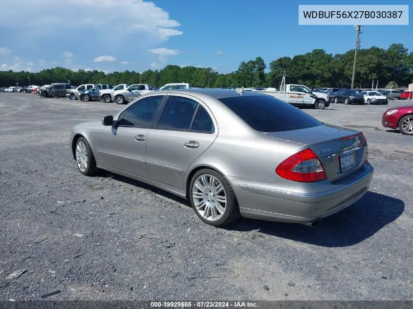 2007 Mercedes-Benz E 350 VIN: WDBUF56X27B030387 Lot: 39929585