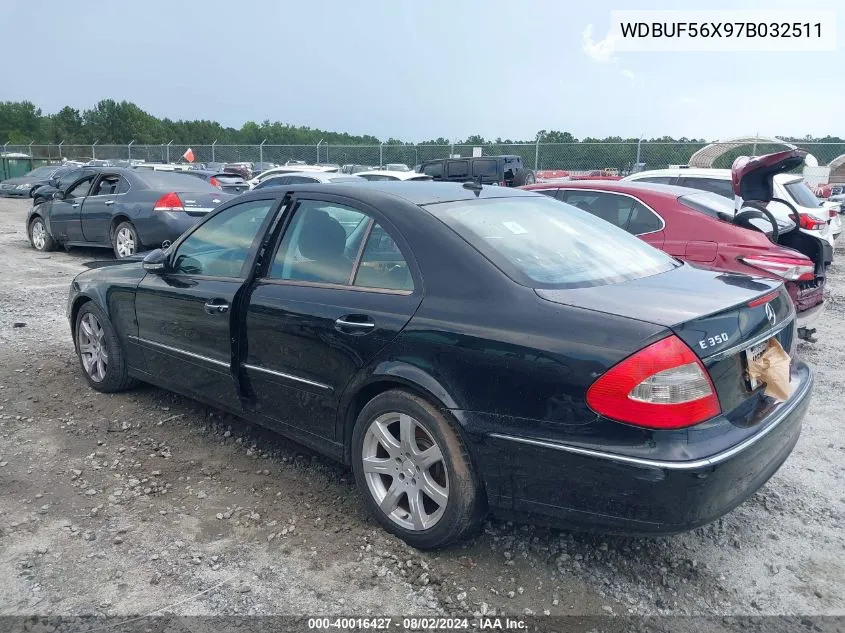 2007 Mercedes-Benz E 350 VIN: WDBUF56X97B032511 Lot: 40016427