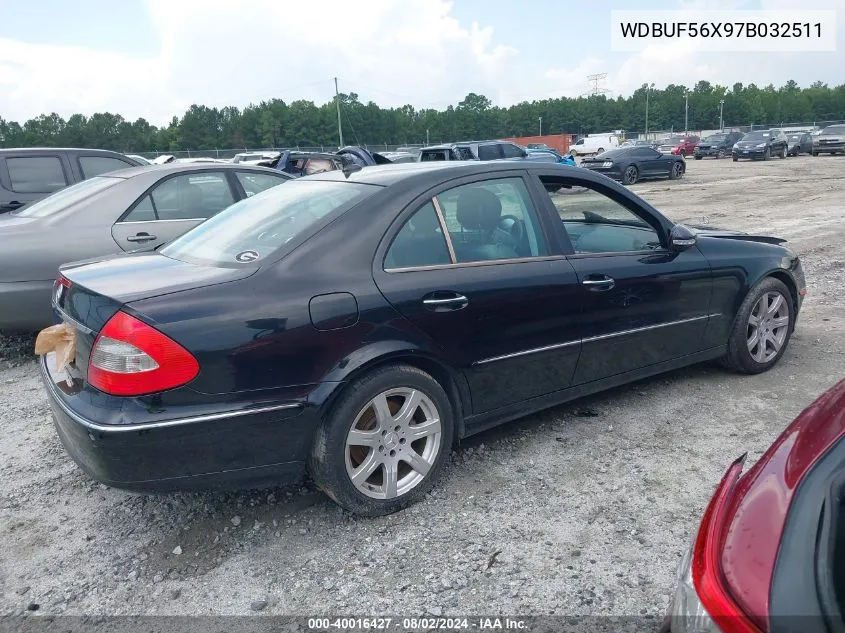 2007 Mercedes-Benz E 350 VIN: WDBUF56X97B032511 Lot: 40016427