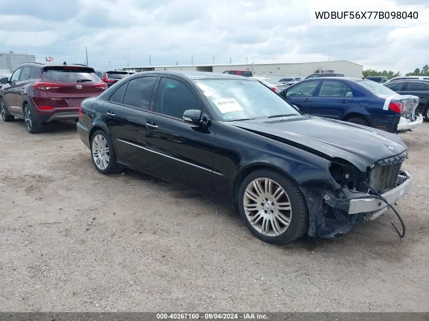 2007 Mercedes-Benz E 350 VIN: WDBUF56X77B098040 Lot: 40267160