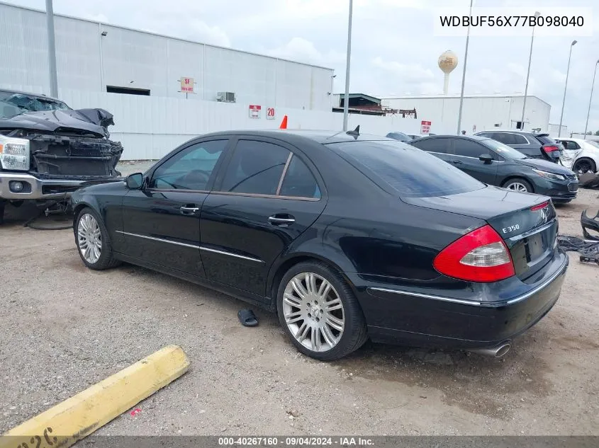 2007 Mercedes-Benz E 350 VIN: WDBUF56X77B098040 Lot: 40267160