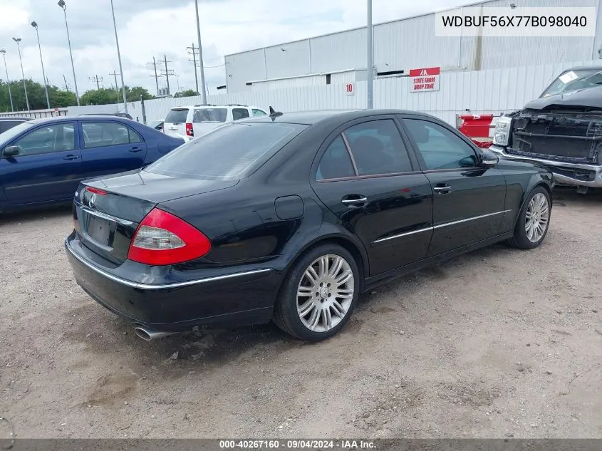 2007 Mercedes-Benz E 350 VIN: WDBUF56X77B098040 Lot: 40267160