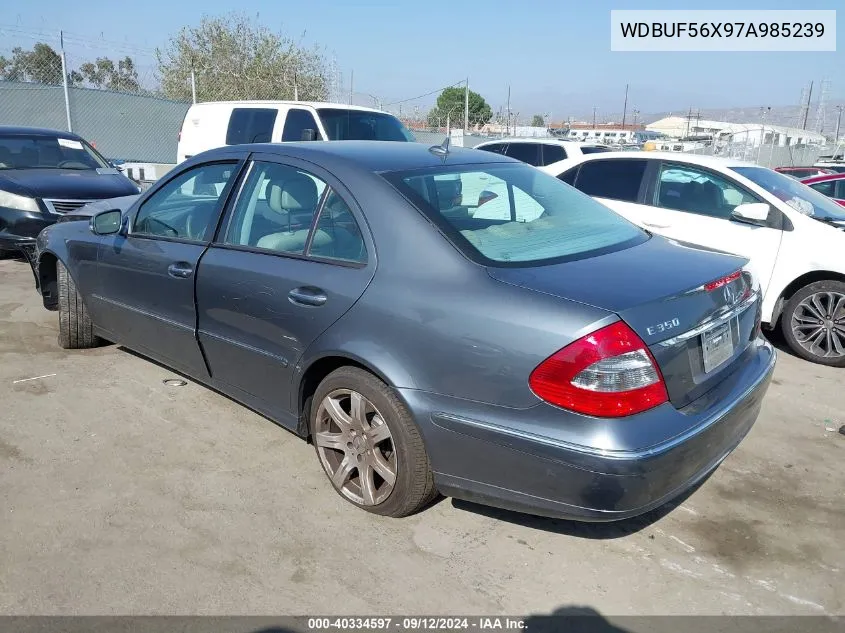 2007 Mercedes-Benz E 350 VIN: WDBUF56X97A985239 Lot: 40334597