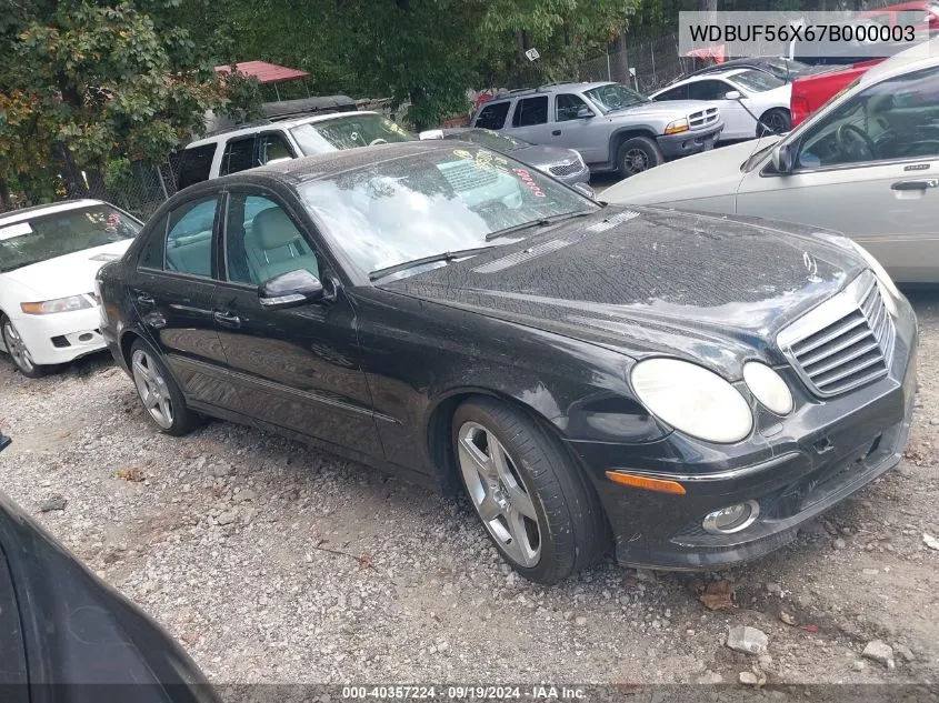 2007 Mercedes-Benz E 350 VIN: WDBUF56X67B000003 Lot: 40357224