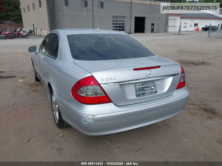 2007 Mercedes-Benz E 350 4Matic VIN: WDBUF87X77X222973 Lot: 40511433