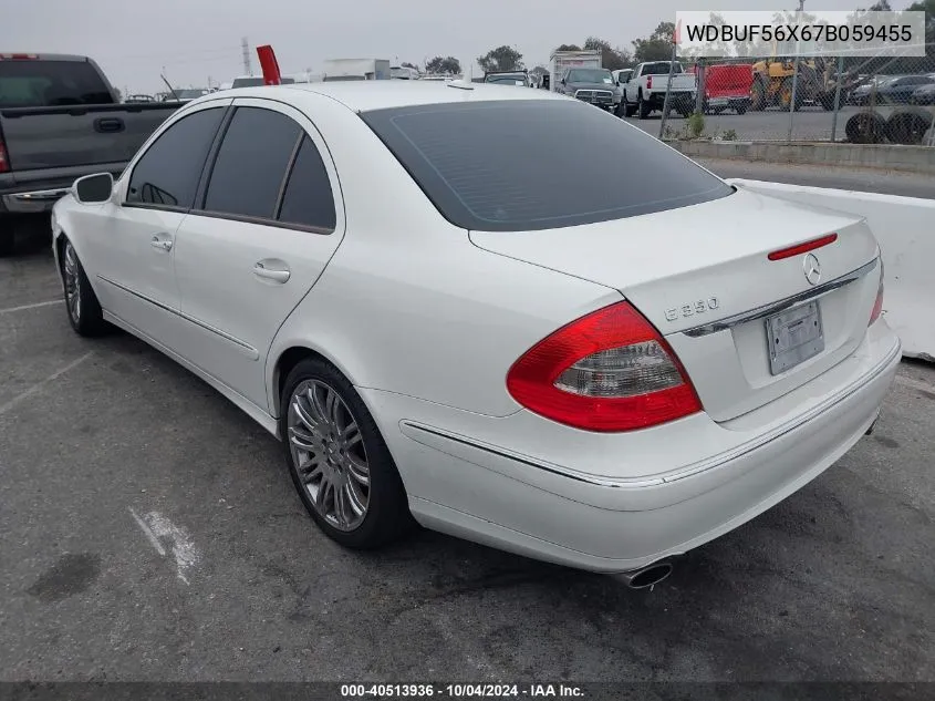 2007 Mercedes-Benz E 350 VIN: WDBUF56X67B059455 Lot: 40513936