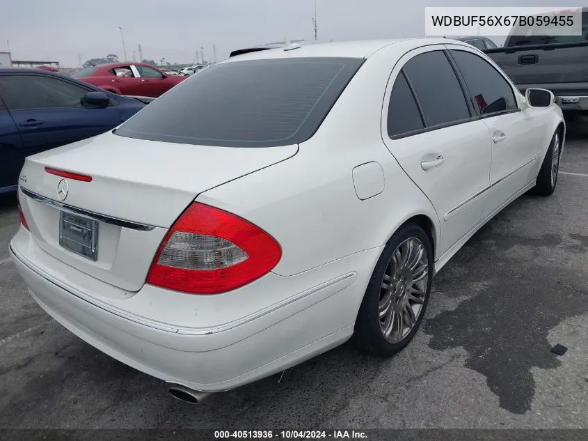 2007 Mercedes-Benz E 350 VIN: WDBUF56X67B059455 Lot: 40513936