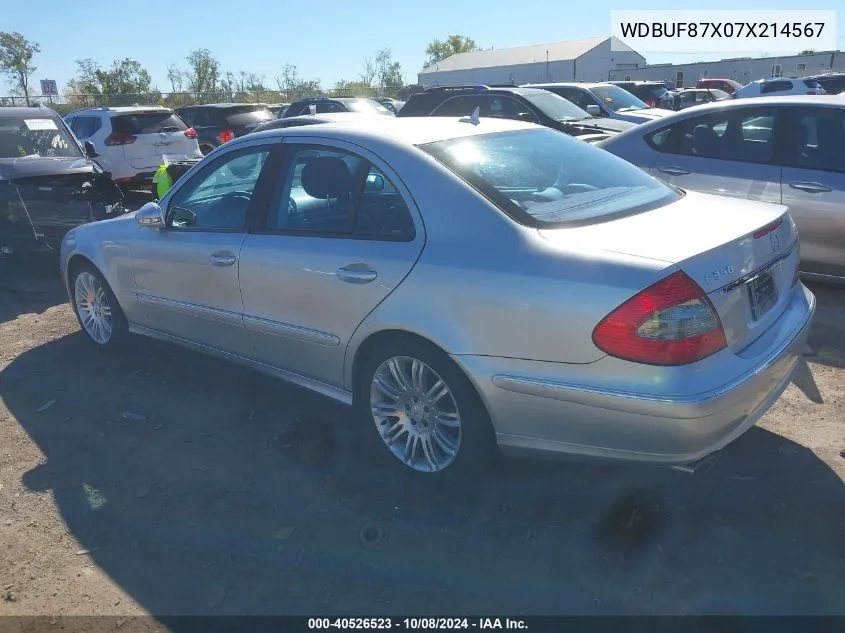 2007 Mercedes-Benz E 350 4Matic VIN: WDBUF87X07X214567 Lot: 40526523