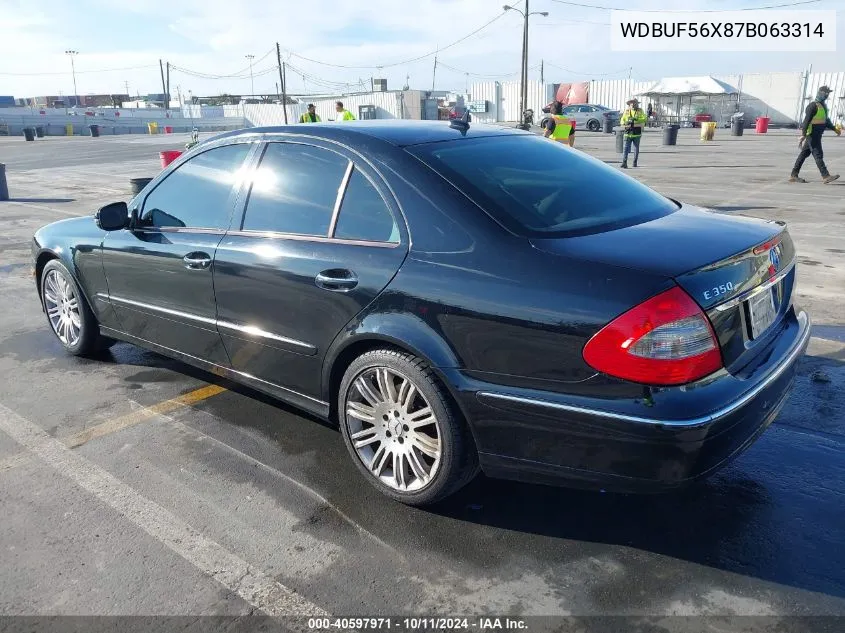 2007 Mercedes-Benz E 350 VIN: WDBUF56X87B063314 Lot: 40597971