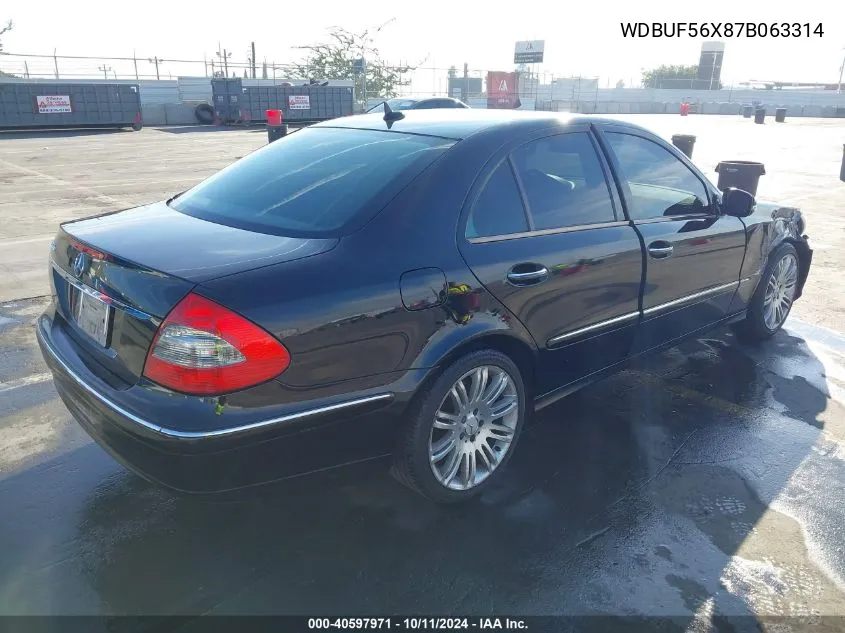 2007 Mercedes-Benz E 350 VIN: WDBUF56X87B063314 Lot: 40597971