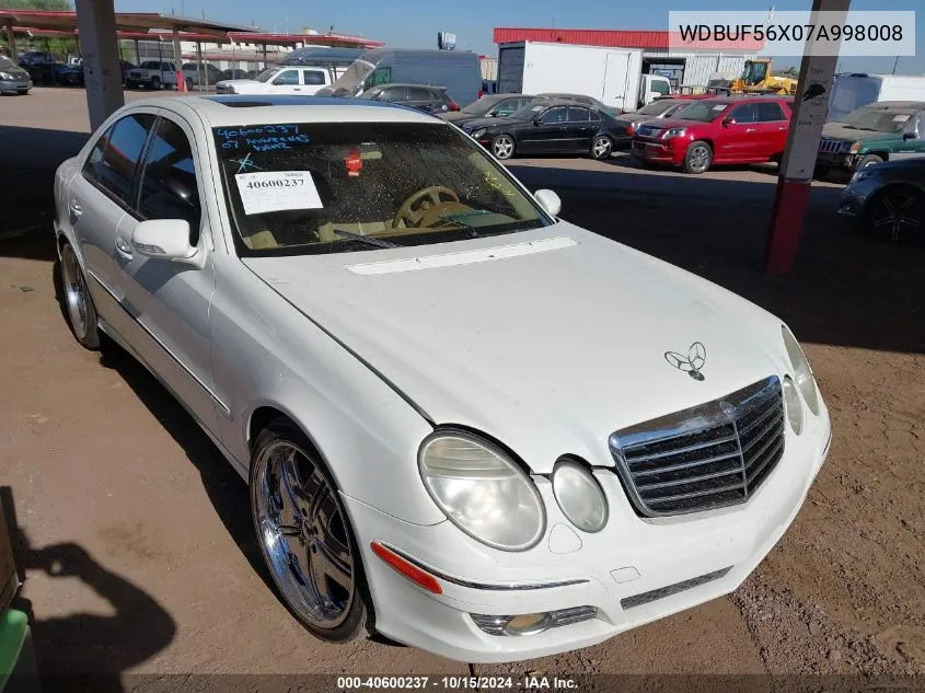 2007 Mercedes-Benz E 350 VIN: WDBUF56X07A998008 Lot: 40600237