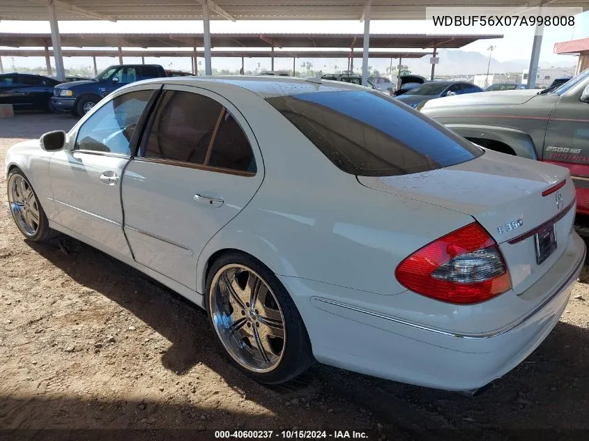 2007 Mercedes-Benz E 350 VIN: WDBUF56X07A998008 Lot: 40600237