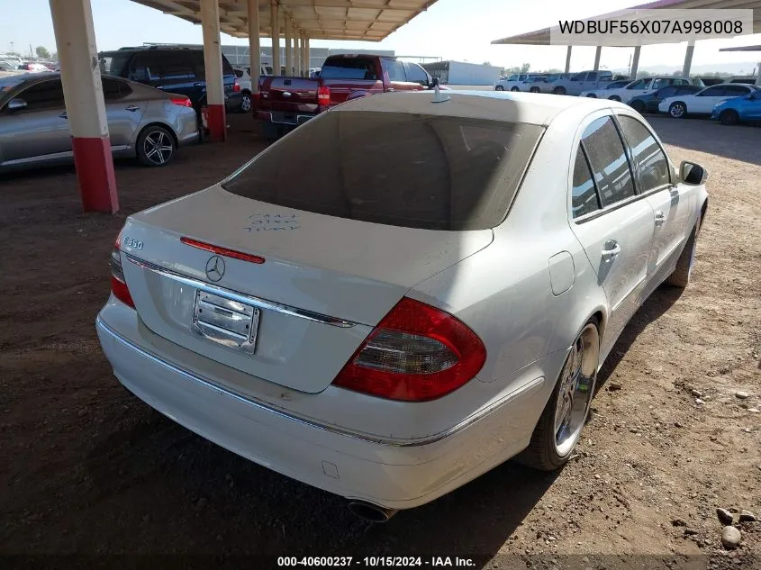 2007 Mercedes-Benz E 350 VIN: WDBUF56X07A998008 Lot: 40600237