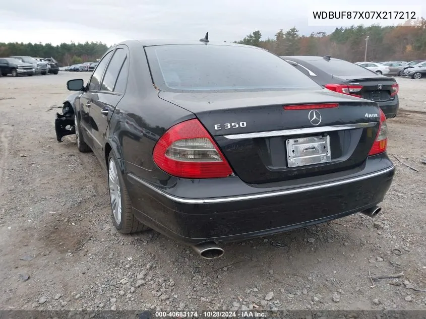 2007 Mercedes-Benz E 350 4Matic VIN: WDBUF87X07X217212 Lot: 40683174