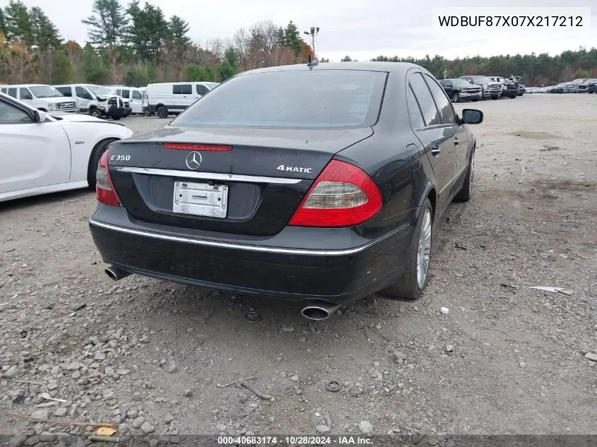 2007 Mercedes-Benz E 350 4Matic VIN: WDBUF87X07X217212 Lot: 40683174