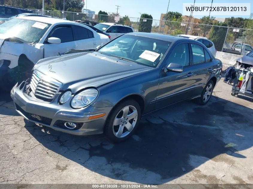 2007 Mercedes-Benz E 550 VIN: WDBUF72X87B120113 Lot: 40738359