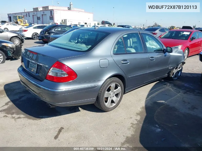 2007 Mercedes-Benz E 550 VIN: WDBUF72X87B120113 Lot: 40738359