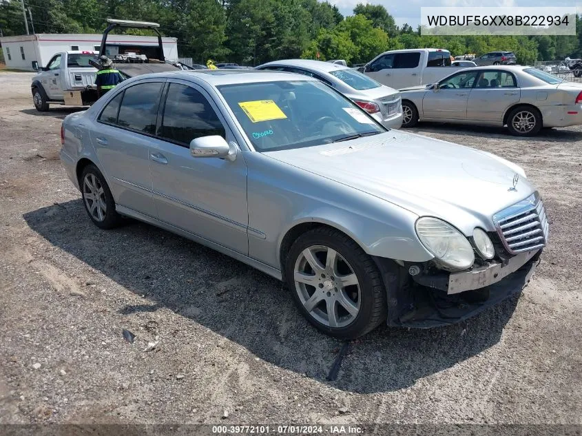 2008 Mercedes-Benz E 350 VIN: WDBUF56XX8B222934 Lot: 39772101