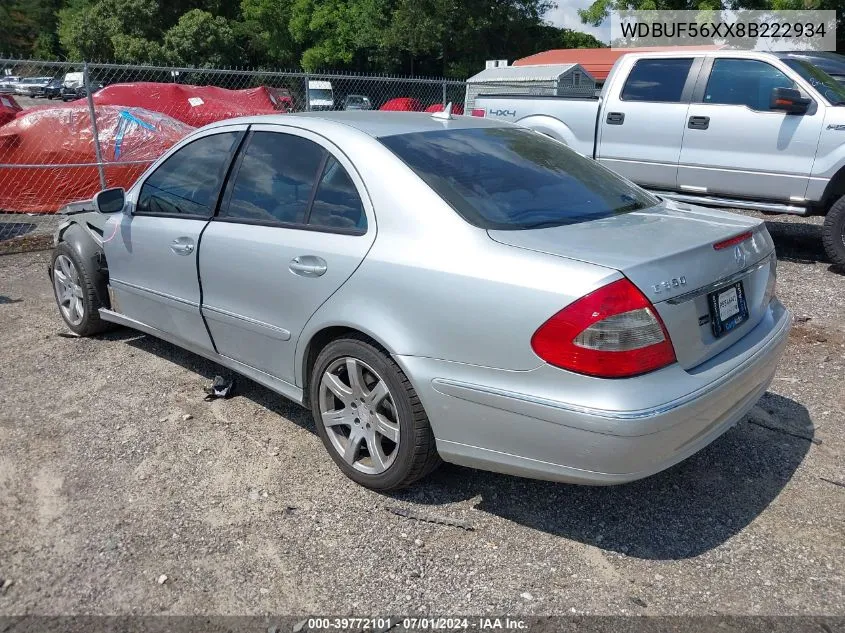 2008 Mercedes-Benz E 350 VIN: WDBUF56XX8B222934 Lot: 39772101