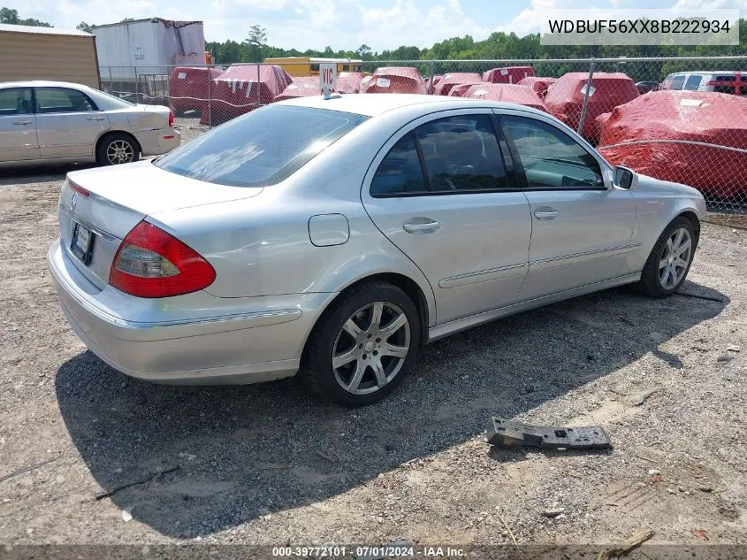 2008 Mercedes-Benz E 350 VIN: WDBUF56XX8B222934 Lot: 39772101