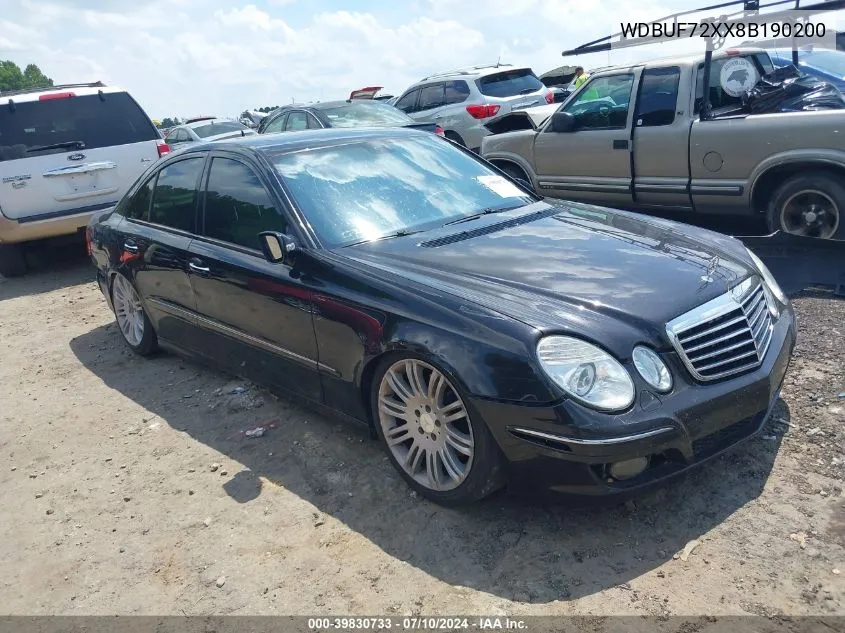 2008 Mercedes-Benz E 550 VIN: WDBUF72XX8B190200 Lot: 39830733