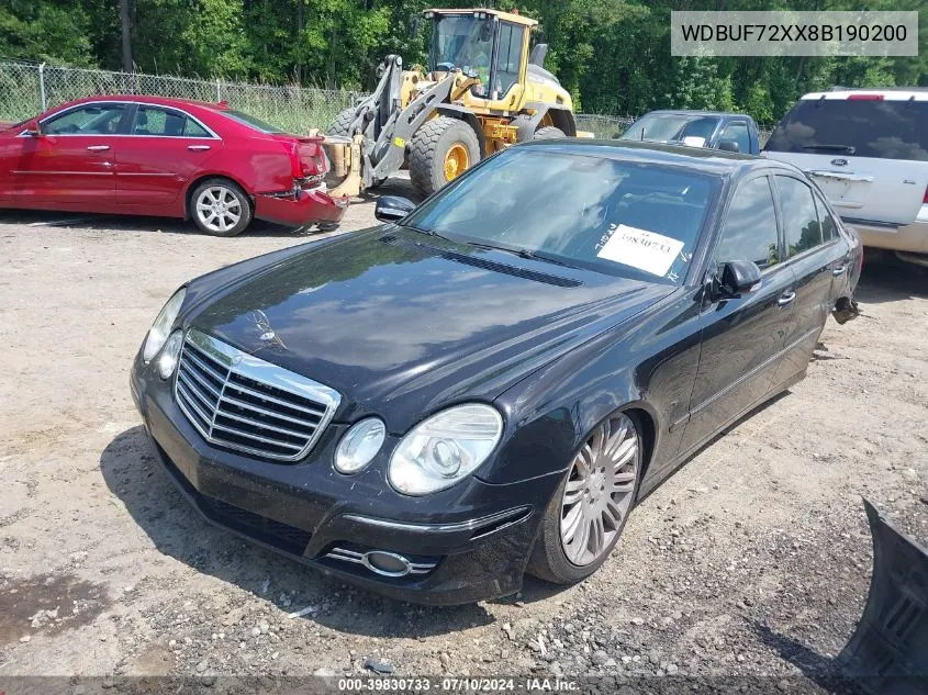 2008 Mercedes-Benz E 550 VIN: WDBUF72XX8B190200 Lot: 39830733