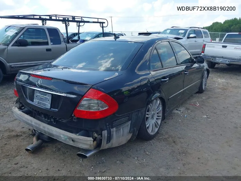 2008 Mercedes-Benz E 550 VIN: WDBUF72XX8B190200 Lot: 39830733