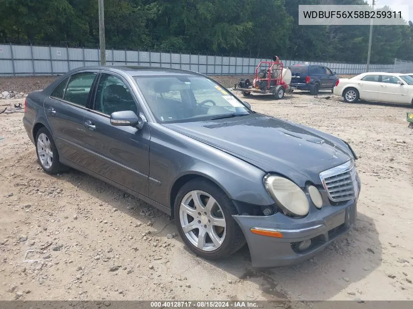 2008 Mercedes-Benz E 350 VIN: WDBUF56X58B259311 Lot: 40128717