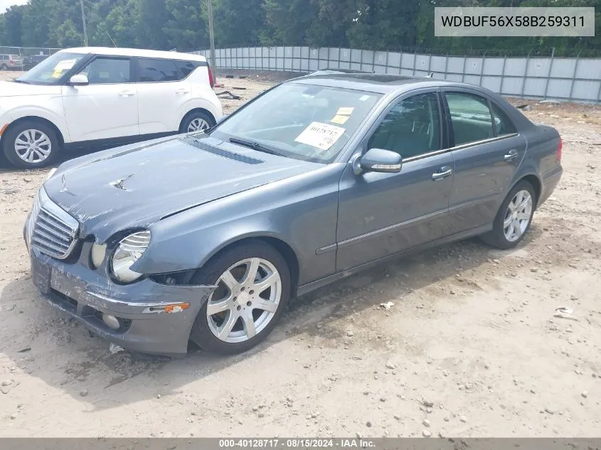 2008 Mercedes-Benz E 350 VIN: WDBUF56X58B259311 Lot: 40128717