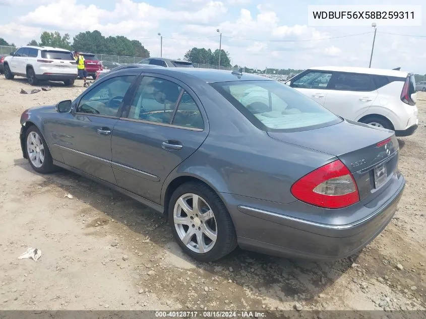 2008 Mercedes-Benz E 350 VIN: WDBUF56X58B259311 Lot: 40128717