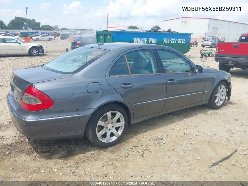 2008 Mercedes-Benz E 350 VIN: WDBUF56X58B259311 Lot: 40128717