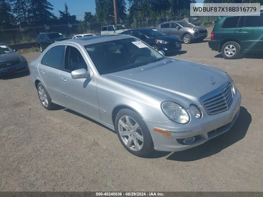 2008 Mercedes-Benz E 350 4Matic VIN: WDBUF87X18B316779 Lot: 40240836