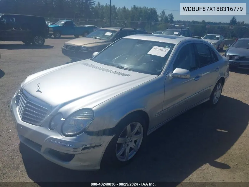 2008 Mercedes-Benz E 350 4Matic VIN: WDBUF87X18B316779 Lot: 40240836