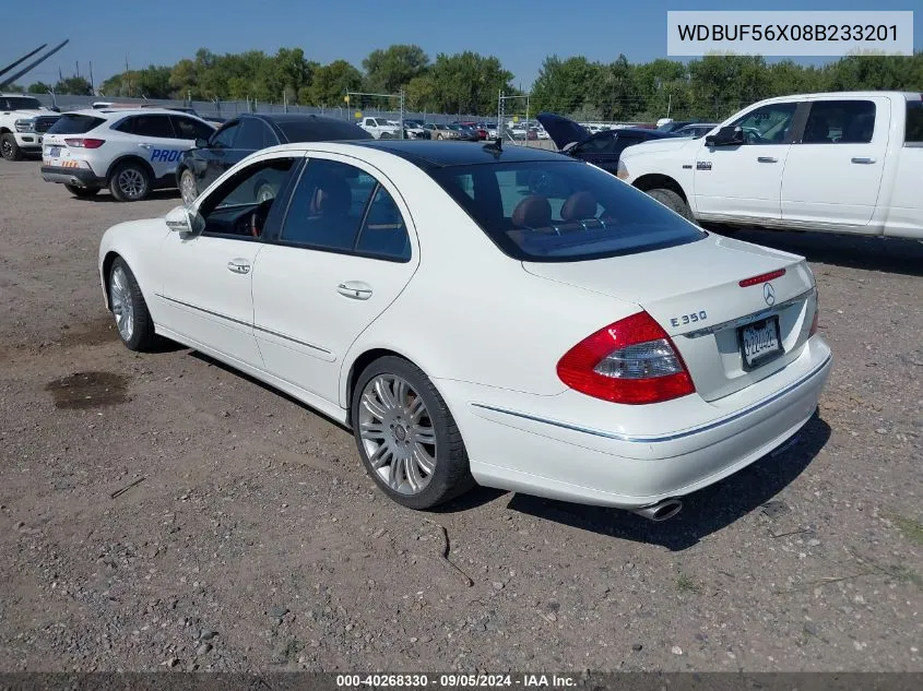 2008 Mercedes-Benz E 350 VIN: WDBUF56X08B233201 Lot: 40268330