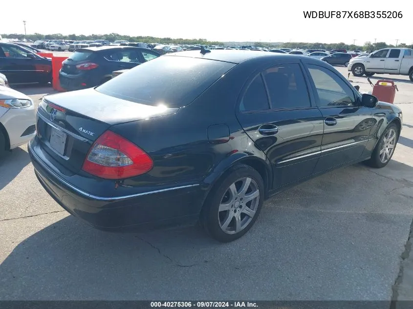 2008 Mercedes-Benz E 350 4Matic VIN: WDBUF87X68B355206 Lot: 40275306