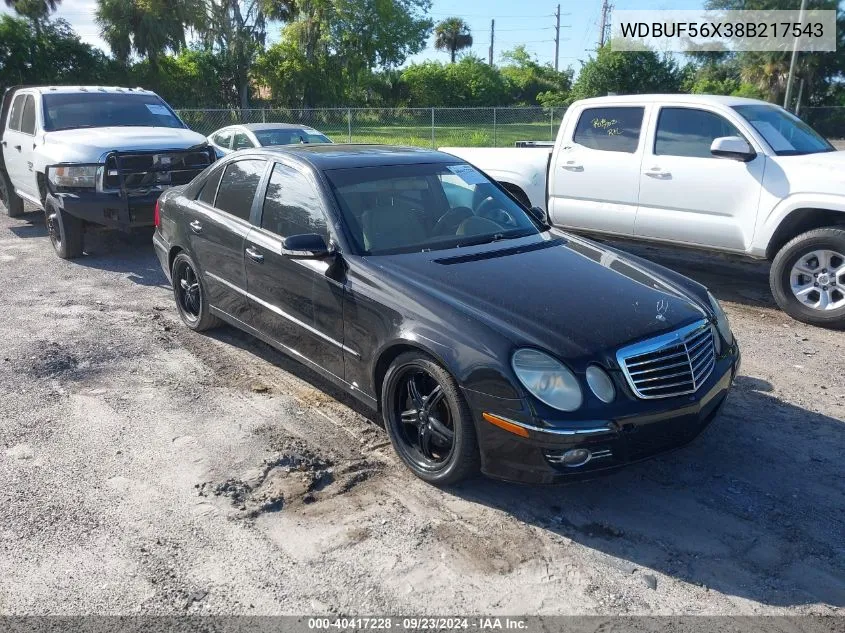 2008 Mercedes-Benz E 350 VIN: WDBUF56X38B217543 Lot: 40417228