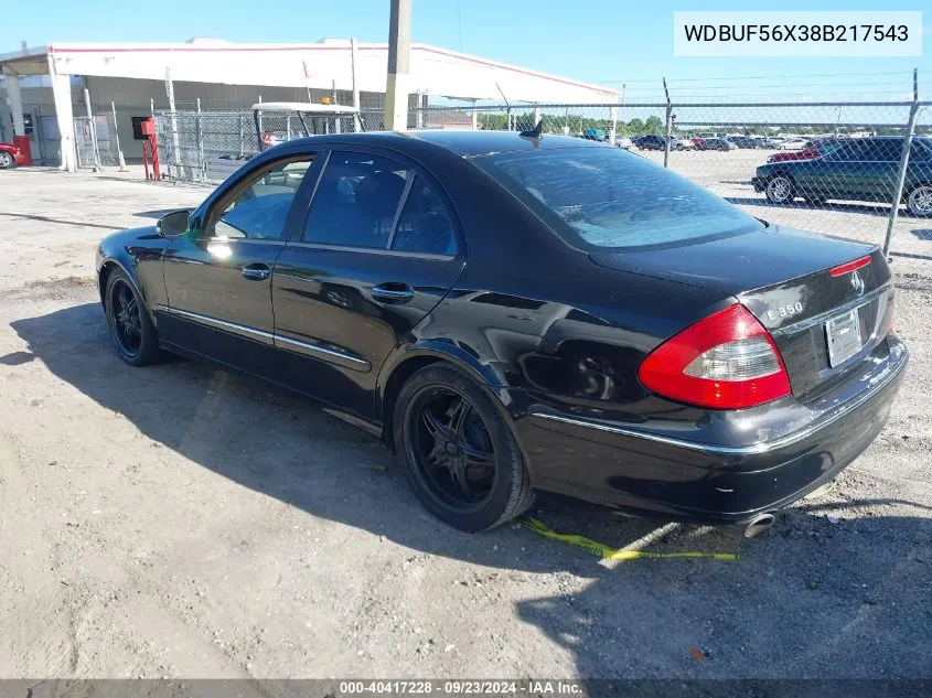 2008 Mercedes-Benz E 350 VIN: WDBUF56X38B217543 Lot: 40417228