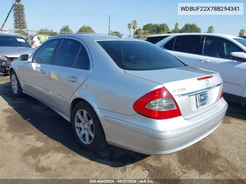 2008 Mercedes-Benz E 320 Bluetec VIN: WDBUF22X78B294341 Lot: 40420524