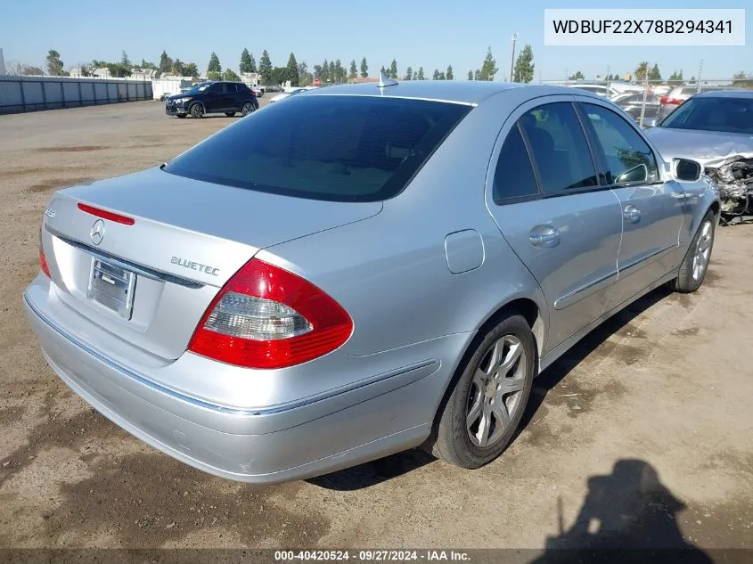 2008 Mercedes-Benz E 320 Bluetec VIN: WDBUF22X78B294341 Lot: 40420524