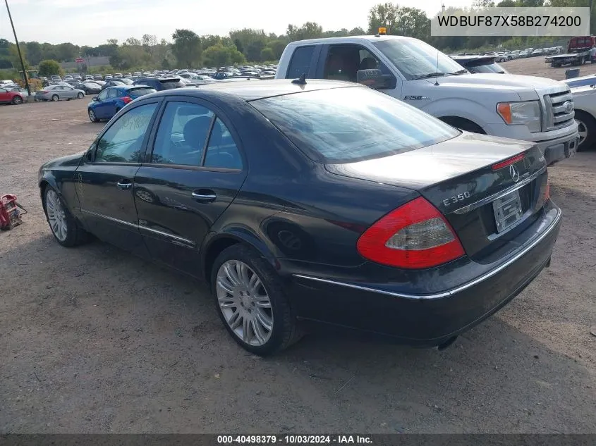 2008 Mercedes-Benz E 350 4Matic VIN: WDBUF87X58B274200 Lot: 40498379