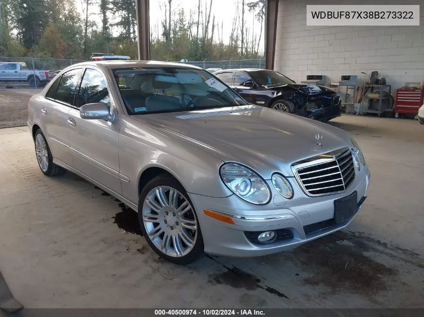 2008 Mercedes-Benz E 350 4Matic VIN: WDBUF87X38B273322 Lot: 40500974