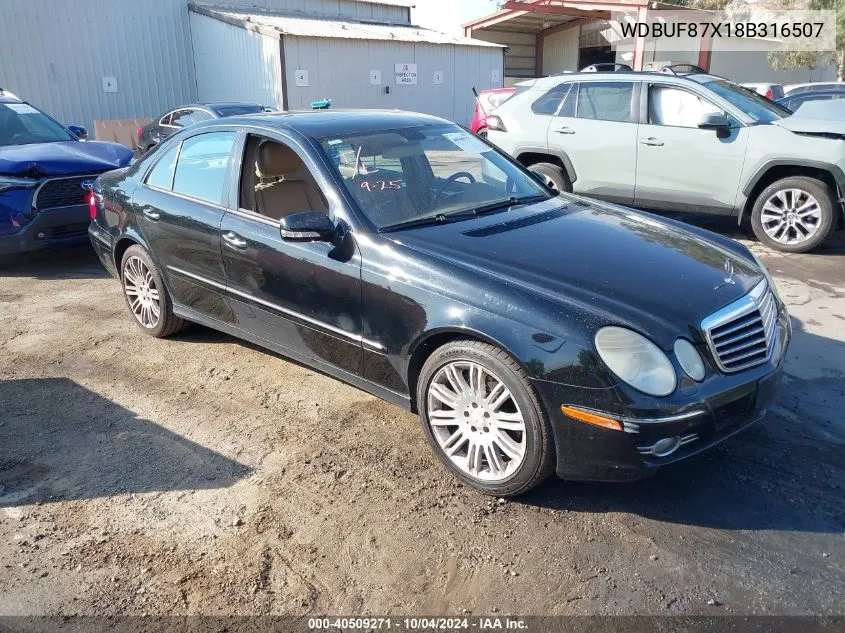 2008 Mercedes-Benz E 350 4Matic VIN: WDBUF87X18B316507 Lot: 40509271