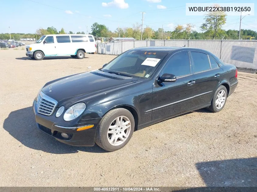 2008 Mercedes-Benz E 320 Bluetec VIN: WDBUF22X38B192650 Lot: 40512911