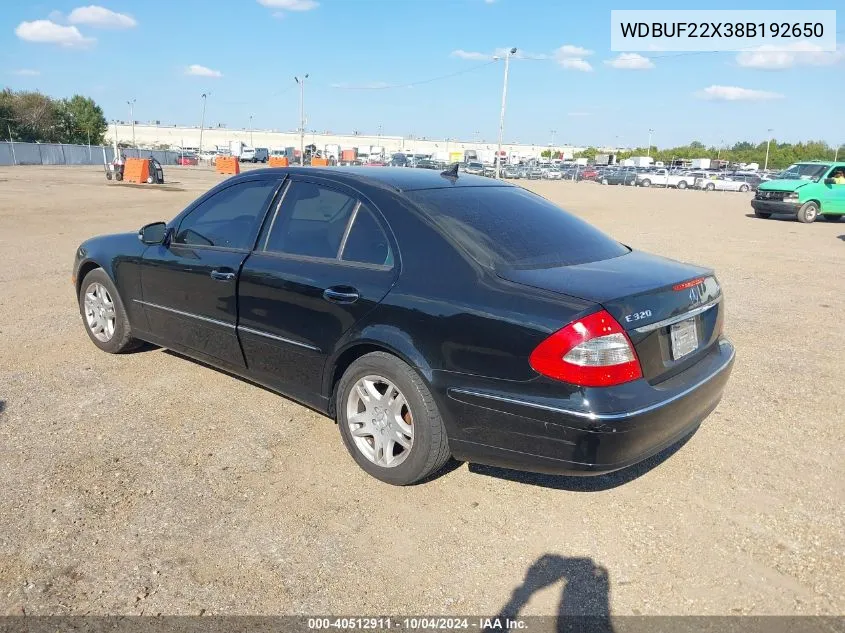 2008 Mercedes-Benz E 320 Bluetec VIN: WDBUF22X38B192650 Lot: 40512911