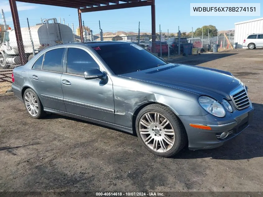 2008 Mercedes-Benz E 350 VIN: WDBUF56X78B274151 Lot: 40514618