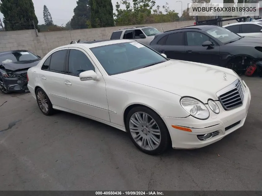 2008 Mercedes-Benz E 350 VIN: WDBUF56XX8B189305 Lot: 40550436