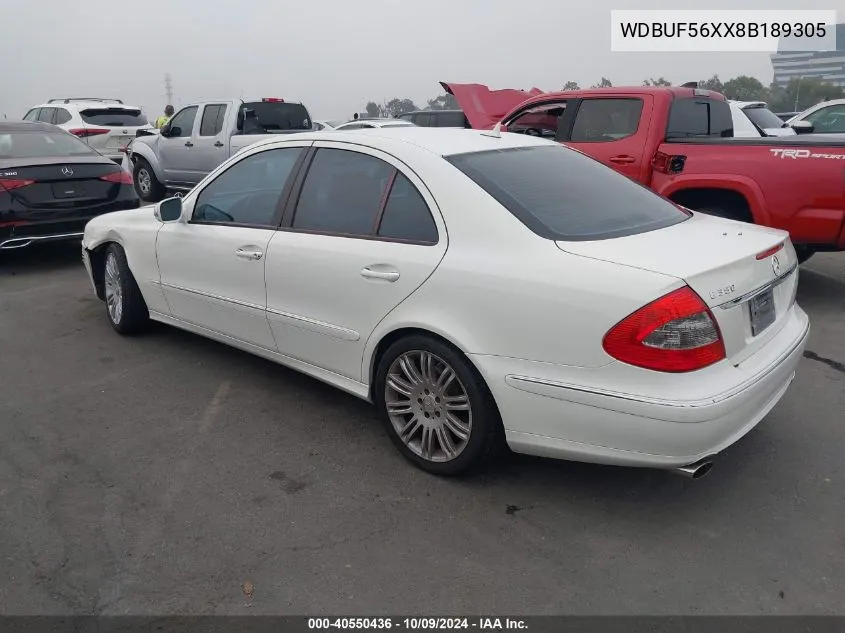 2008 Mercedes-Benz E 350 VIN: WDBUF56XX8B189305 Lot: 40550436